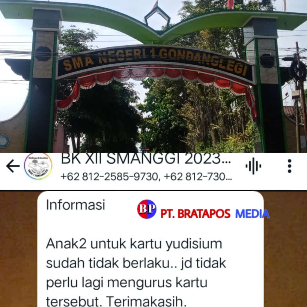 Bak Kebakaran Jenggot, Diduga SMAN 1 Gondanglegi Instruksikan Kartu Yudisium Sudah Tidak Berlaku